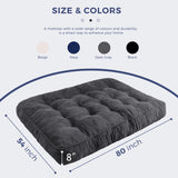 MAXYOYO 8" Futon Mattress Full Size, Ultra Thick Futons Sofa Couch Bed Tufted Sleeper Sofa Bed, Floor Mattress for Adults, Shredded Foam Filling (Frame Not Included), Dark Grey MAXYOYO