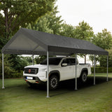Shintenchi 10x20ft Heavy Duty Carport with UV Resistant Canopy, Powder-Coated Steel Frame, Easy to Assemble Portable Garage, Stable Carport for Car, Bike, Camp, Outdoor Storage (Grey) Shintenchi