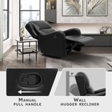 Lexicon Manual Recliner Chair, Reclining Sofa Chair, Home Theater Seating, Wall Hugger, Manual Recliner for Living Room/Office/Apartment, Easy Assembly, Black Faux Leather Lexicon