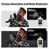 HERTBER-24 Pack Sound Proof Foam Panels for Walls Self-adhesive Grooved Black Acoustic Panels 12x12x2 Inches Soundproof Wall Panels High Density Acoustic Foam for Echoes Absorption and Noise Reduction HERTBER