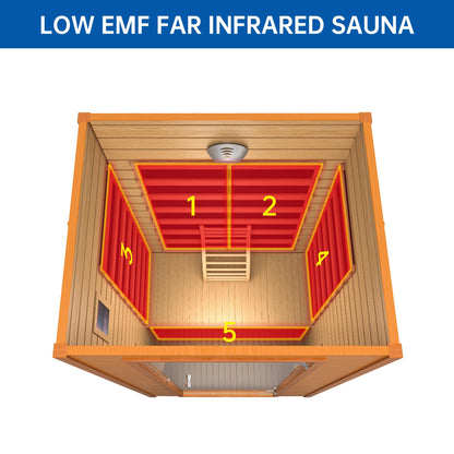 RESTISLAND Infrared Sauna Room for Home, Near Zero EMF Wooden 1-2 Person Indoor Home Sauna with Bluetooth, LCD Control Panel, Chromo Therapy Light