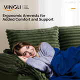 VINGLI Lounge Chair, 56" Oversized Reading Chair Corduroy Chaise Sofa Recliner Bed Upholstered Comfy Sleeper Couch with Throw Pillows and Armrests for Living Room, Movie Room, Bedroom VINGLI