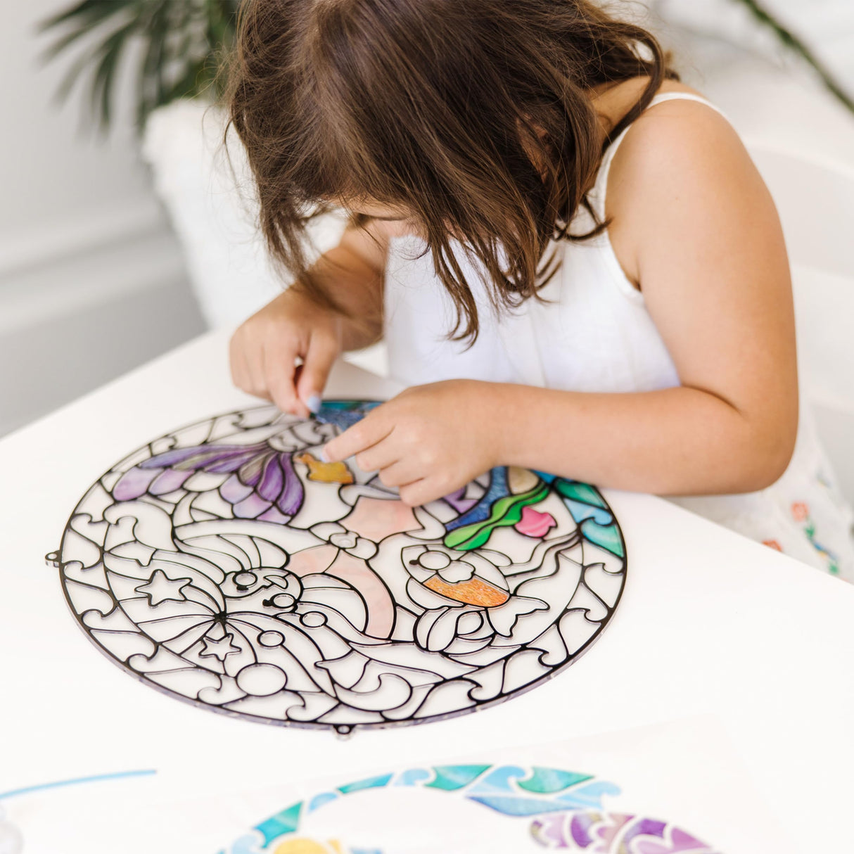 Melissa & Doug Stained Glass Made Easy Activity Kit: Mermaids - 140+ Stickers Kids Sticker Stained Glass Craft Kit; Mermaid Crafts for Kids Ages 5+ Melissa & Doug