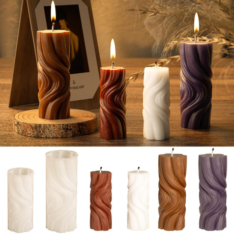 2 Pack Spiral Wave Resin Casting Molds - Silicone for 3D Animal Candle Making ESEENS