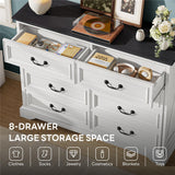 LIKIMIO Farmhouse 8 Drawer Dresser for Bedroom, 52" Wide Dresser Drawers with Storage, Rustic Wooden Chest of Drawers for Bedroom, Hallway, Antique White LIKIMIO