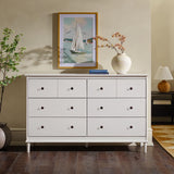 Walker Edison Modern 6-Drawer Solid Wood Dresser Bedroom Storage, 57 Inch, White Walker Edison