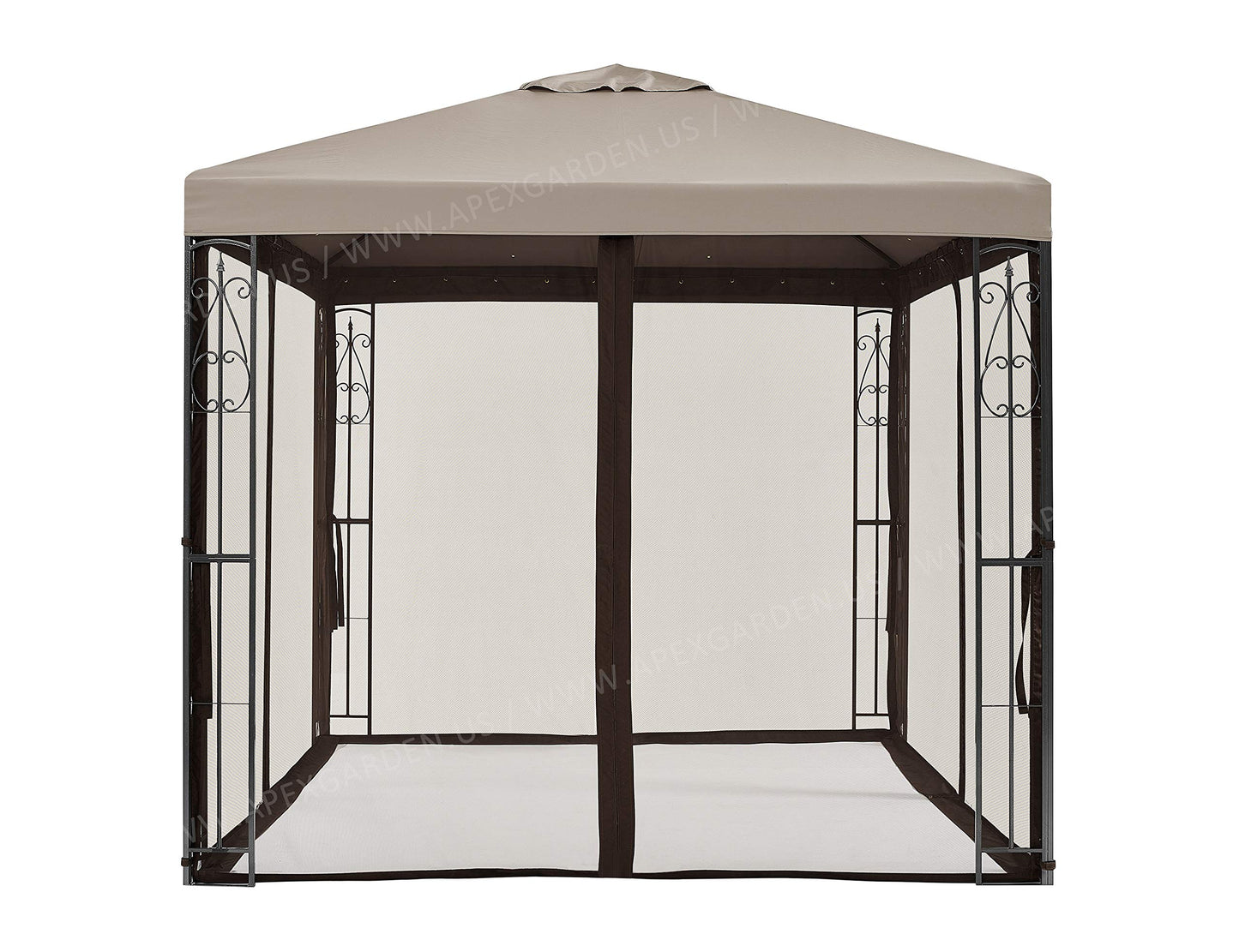 8 ft. x 8 ft. Rococo II Gazebo with Mosquito Net Tan