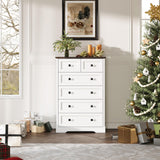 FFBCFDK Farmhouse 6 Drawers Dresser Chests for Bedroom, White 6 Chest of Drawers, Wood Dressers Organizer for Closet, Modern Storage Organizer Cabinet for Bedroom,Living Room,Hallway & Entryway FFBCFDK