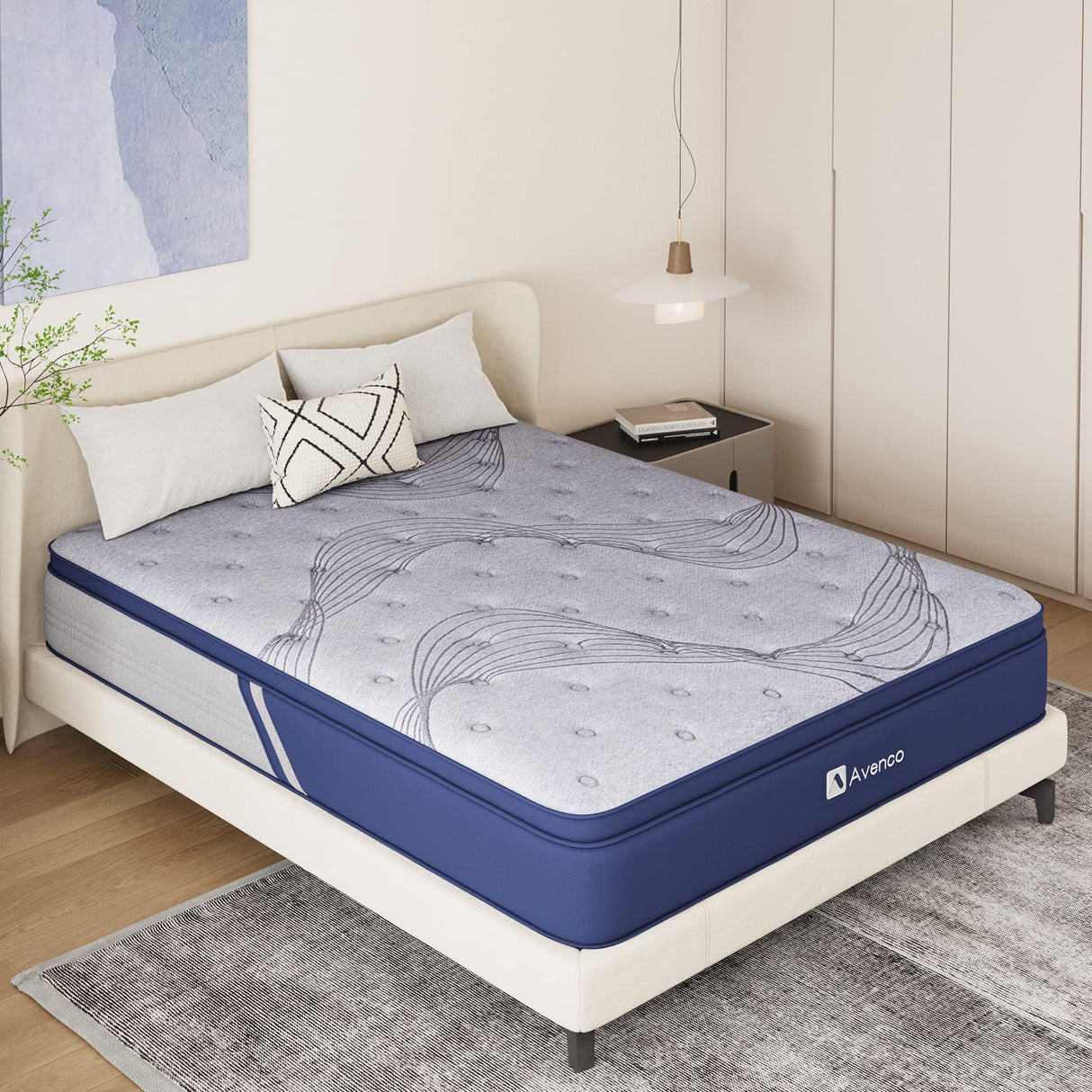 Avenco King Size Mattress, 10 Inch Mattress King Hybrid, Medium Firm King Mattress in a Box for Pressure Relief and Sound Sleep, Wrapped Coils and CertiPUR-US Foam, Soft Breathable Fabric Avenco