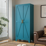 LCAOPC 71" Tall Metal Storage Cabinet with 2 Doors and 4 Adjustable Shelves, 5-Tier Kitchen Pantry Storage Cabinet for Kitchen, Living Room, Dining Room and Office, Blue LCAOPC