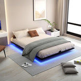 FSJianYi Floating Bed Frame Queen Size with LED Lights Metal Platform Bed No Box Spring Needed Easy to Assemble (King) FSJianYi