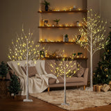 LIGHTSHARE 4 feet 6 feet and 8 Feet Birch Tree,Warm White, for Home,Pack of 3, Festival, Party, and Christmas Decoration, Indoor and Outdoor Use LIGHTSHARE