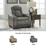 Signature Design by Ashley Next-Gen DuraPella Modern Faux Leather Power Recliner with Adjustable Headrest, Gray Signature Design by Ashley