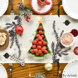 Artoid Mode Red Pine Trees Merry Christmas Table Runner, Winter Xmas Holiday Kitchen Dining Table Decoration for Home Party Decor 13x72 Inch Artoid Mode