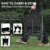 Highpro Collapsible Wagon Carts Foldable, Heavy Duty Beach Folding Wagon Cart with Wheels, Portable Grocery Garden Cart for Outdoor, Sports, Shopping, Camping, Black Highpro