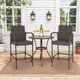 ZENY Set of 2 Wicker Barstool All Weather Dining Chairs Outdoor Patio Furniture Wicker Chairs Bar Stool with Armrest ZENY
