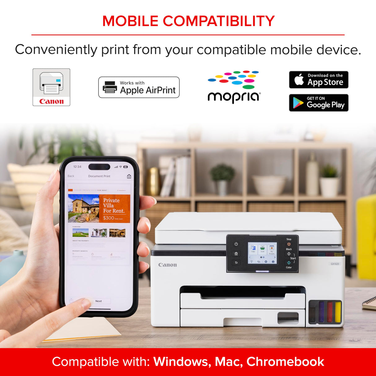 Canon Megatank GX1020 All-in-One Wireless Supertank [Megatank] Printer | Print, Copy and Scan| Mobile Printing |2.7" LCD Color Touchscreen | Auto Duplex Printing Canon