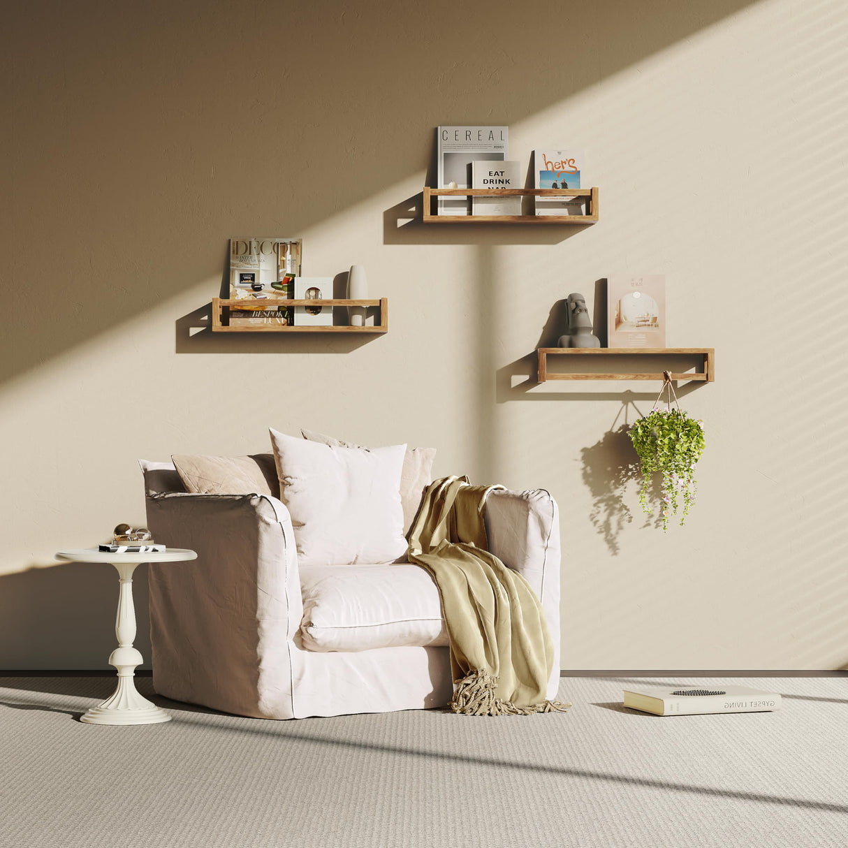 TidyCorner Upgraded Thick Floating Shelves - Multi-Use Wall-Mounted Bookshelves for Kids and Nursery, Ideal for Books, Toys, Spice Rack, Decor - Walnut Brown TidyCorner