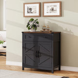 ChooChoo Kitchen Storage Cabinet, Coffee Bar Cabinet, Farmhouse Buffet Sideboard with Drawer for Kitchen, Living Room, Black ChooChoo