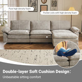 VINGLI 122" Cloud Double-Layer Deep Convertible Sectional Sofa, Comfy L-Shape 3-Seat Couches for Living Room, Modern Couch with Movable Ottoman for Small Space, Light Grey, Chenille VINGLI