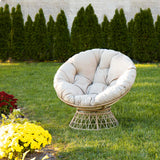 Milliard Wicker Papasan Chair with 360-degree Swivel, Tan Cushion and Natural Color Frame. Indoor and Outdoor Use Milliard