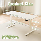 ERGOMAKER 63" Electric Standing Desk, Adjustable Height, Sit Stand Up Desk for Home Office & Computer Workstations, Memory Controller, White ERGOMAKER