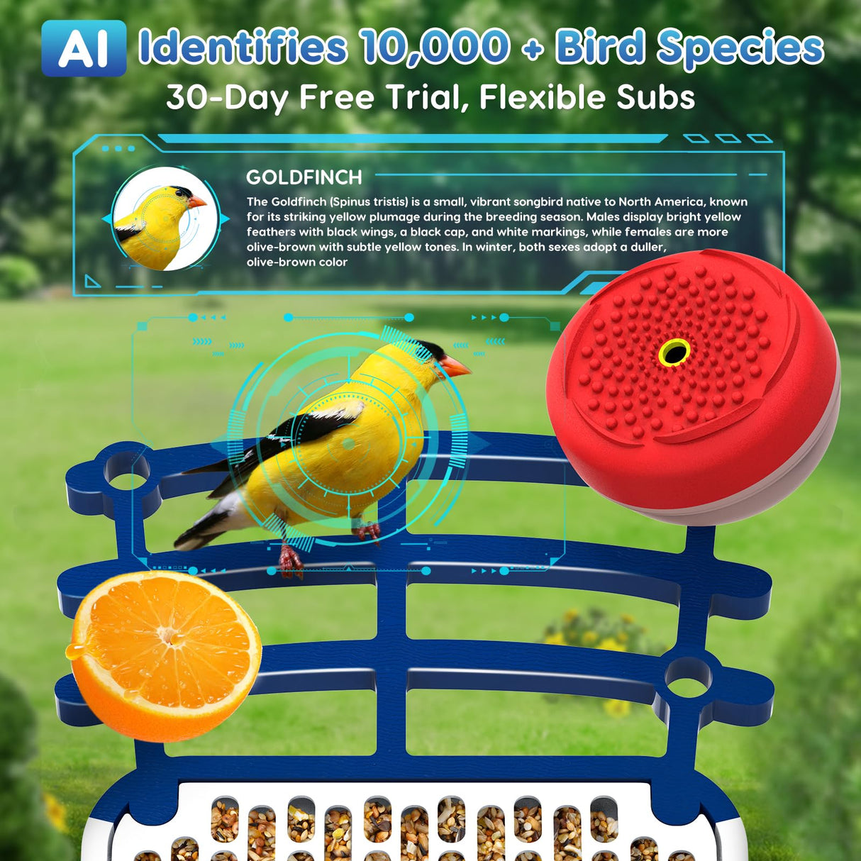 Smart Bird Feeder with Camera, 2.5K HD Bird Feeder Camera with Ai Identify, Auto Capture Videos & Motion Detection, Birdhouse Birdfeeder for Birds Lovers,Famliy,Friends VXTUYO