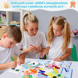GAKICO Rainbow Scratch Art for Kids: Creative Squeegee Painting Kits, Rainbow Scratch Paper Art Set, Squeeze Magic Reveal Craft Kits, DIY Postcards Party Favors Novelty Gifts for Girls Boys GAKICO