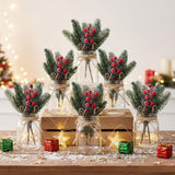 Mimorou 6 Sets Christmas Mason Jars Christmas Centerpieces for Tables Pine Cones & Red Berry, Farmhouse Decor Kitchen Table Decor Coffee Table Kitchen and Room Mimorou