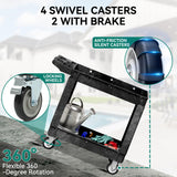 YITAHOME Utility Cart on Wheels, 550 lbs Capacity Service Cart, 40 x 17 Inch Rolling Work Carts, 2 Shelf Heavy Duty Plastic Cart Suitable for Warehouse, Garage, School & Office, Cleaning, Black YITAHOME