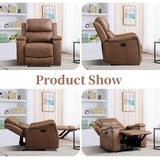 EBELLO Recliner Chair, Single Overstuffed Sofa Recliner, Breathable Faux Leather Manual Reclining Chairs with Hidden Cup Holder, Arm and Back for Adults, Living Room, Bedroom, Light Brown EBELLO