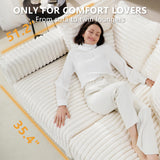 Tabaray 102.4" Oversized Cloud Couch, Convertible 4 Deep Seat Foam Sofa Couch, 2 in 1 Plush Corduroy Sofa with 6 Soft Pillows, Modern Modular Sectional Couches for Living Room, Apartment, Beige Tabaray