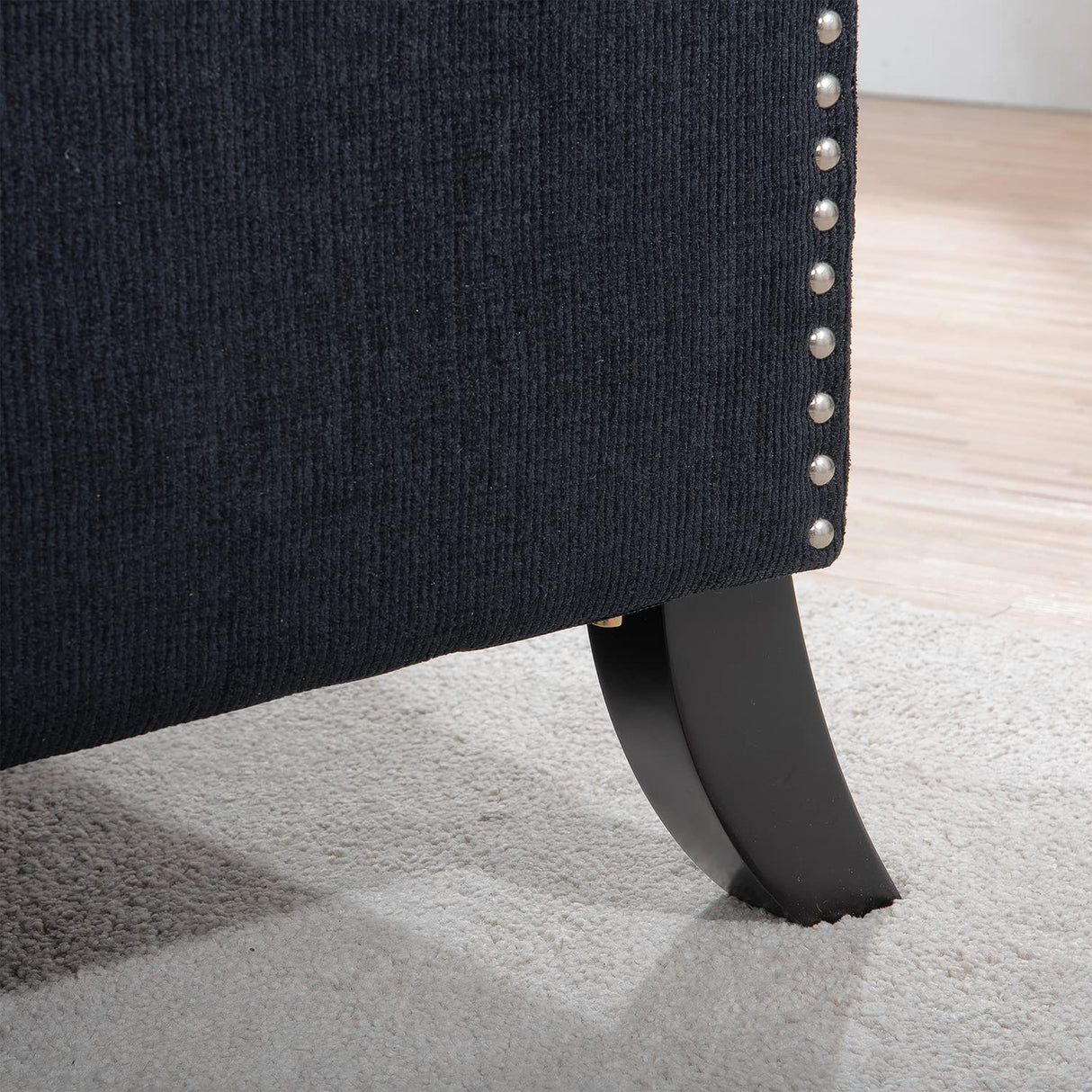 Black Fabric Recliner Chair for Adults Accent Wingback Chair Mid-Century Modern Recliner Tufted Chairs Living Room Armchair for Bedrooms Reading Recliner 27" Wide Vaztrlus