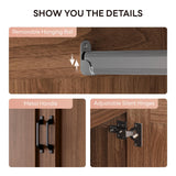 LIKIMIO Armoire Wardrobe Closet with 2 Doors and 2 Drawers 70" H x 28" W Wooden Bedroom Freestanding Wardrobe Combination for Hanging Clothes, Walnut LIKIMIO