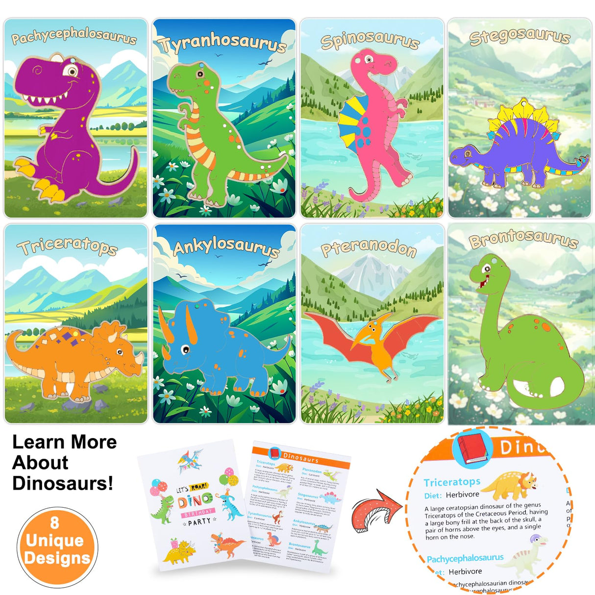 JOTIKO 24 Pack Dinosaur Party Favors Painting Toys – Kids Birthday Goodie Bag Filler Pinata Stuffers Classroom Prizes Exchange Gifts, Dinos Wood Keychain Paint Kits Arts and Crafts for Kids Girls Boys JOTIKO
