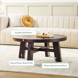 Walker Edison Colt Modern Farmhouse Solid Wood Round Coffee Table, 36 Inch, Espresso Walker Edison
