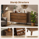 Nasonet 6 Drawer Dresser for Bedroom, Mid Century Modern Dressers & Chests of Drawers, Wood Storage Drawer Dressers for Hallway, Entryway, Walnut Nasonet