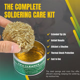 Flexzion Soldering Iron Tip Cleaner, Soft Coiled Brass Wire Sponge Stainless Steel Holder with Rosin Flux Flexzion