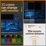 WLIVE TV Stand up to 70 Inch TV, 63" Entertainment Center with LED, TV Media Console with 3-Tier Storage Shelves for Living Room and Bedroom, Greige WLIVE