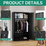 Letaya Metal Wardrobe Cabinets with Lock,Clothing Locker 72" X 36" X 18" Storage Cabinets for Home Room,Fire Department, School, Employee,Gym,Government (Black) Letaya