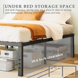 FSCHOS Queen-Bed-Frame / 18 Inch Metal Platform Bed Frame Queen Size/Reinforced Steel Slats Support/No Box Spring Needed/Heavy Duty Mattress Foundation/Easy Assembly/Noise Free/Black FSCHOS