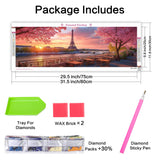 VAIIEYO Large Diamond Art Kits for Adults Eiffel Tower, Diamond Art Landscape, Large Diamond Painting Kits Full Drill Round Rhinestone Craft Canvas for Home Wall Decor Gift 12x31 inch VAIIEYO