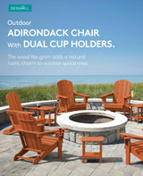 SERWALL Adirondack Chair with Cup Holders - Composite Adirondack Chairs HDPE Outdoor Chairs All Weather Use- Orange SERWALL
