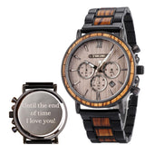 Vikingenes Men's Personalized Wooden Watch – Engraved Wood Watch for Him, Unique Mens Gift, Personalized Wooden Watch, Natural Wood Wristwatch, Personalized Men's Birthday Gift Vikingenes