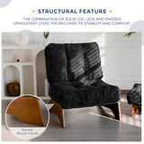 MAXYOYO Accent Chair with Ottoman Adjustable Backrest, Tufted Living Room Chair Upholstered Lounge Chair with Footrest Set, Modern Chair Cozy Reclining for Reading Room, Black MAXYOYO