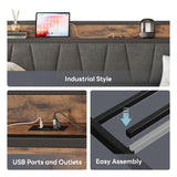 LIKIMIO Daybed with Trundle Bed, Twin Bed Frame with Storage Headboard and Charging Station, Sofa Day Bed with Strong Supports for Living Room, Bedroom, and Guest Room, Grey LIKIMIO