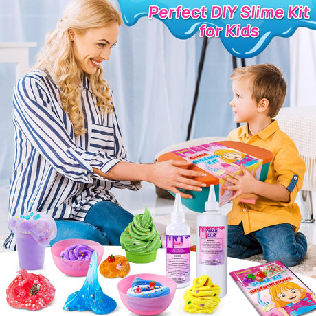 YOPINSAND Ice Cream DIY Slime Kit for Girls, Glimmer Crunchy, Confetti Slime Making Kit for Girls, Butter, Foam, Cloud Slime with Add-ins, Foam Balls, Charms, Party Favors Gift Toys for Kids 6-12 YOPINSAND