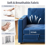 Lvifur 3-in-1 Loveseat Sleeper Sofa, Pull Out Sleeper Couch Full Size, Foldable Futon Sofa Bed for Small Space, Convertible Floor Couch with Side Pockets for Living Room (Blue) Lvifur