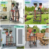 Trieez Wheeled Heavy Duty Garden Tool Storage, Alloy Steel Garden Tool Organizer with Wheels - Sturdy Metal Garden Tool Organizer for Garage, Shed, Yard Tool Holder, Basement Trieez