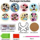 nekpiahu 8Pcs Diamond Painting Coasters with Holder,DIY Cartoon Life Coaster Diamond Art Kits for Adults Kids,Beginners Round Full Drill Diamond Art Craft Supplies nekpiahu